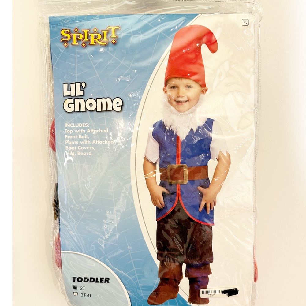 NWOT Spirit Lil’ Gnome Halloween Costume Size 2T
